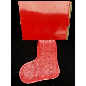 Melamine Knit Sweater Motif Design Red Stocking Platter Brand New In Box!